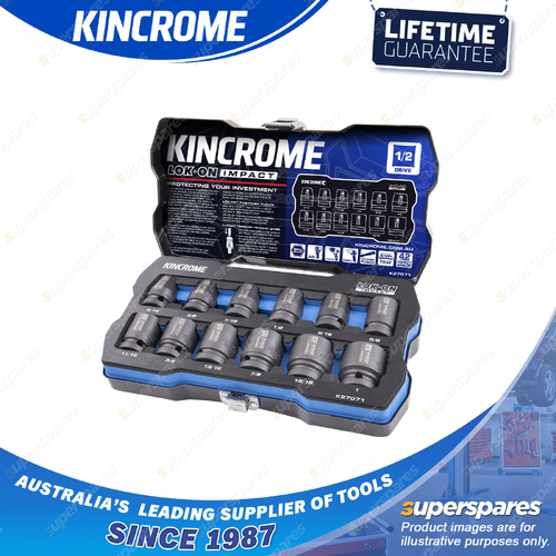 12 Pcs of Kincrome 1/2" Drive LOK-ON Impact Socket Set - Chrome Molybdenum