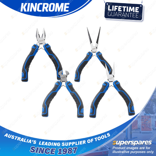 4 Pcs of Kincrome Mini Plier Set - TPR Grip Handles & Chrome Vanadium Steel
