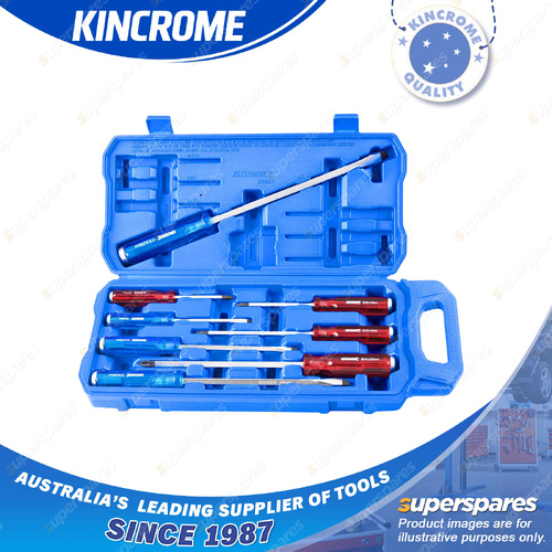 8 Pcs of Kincrome Thru-Tang Screwdriver Set - Phillips & Blade Drive Type