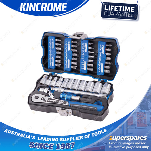 43 Pcs of Kincrome 1/4" Drive LOK-ON Socket & Bit Set - Mirror Polish Finish