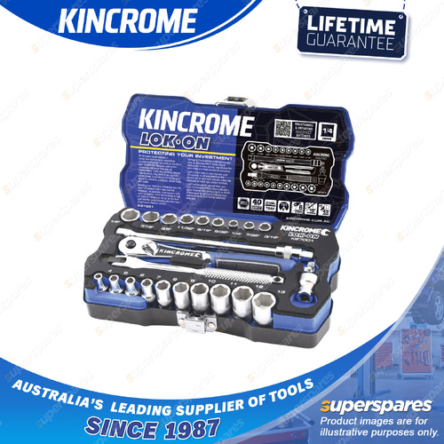 24 Pcs of Kincrome 1/4" Drive LOK-ON Socket Set - Metric & Imperial