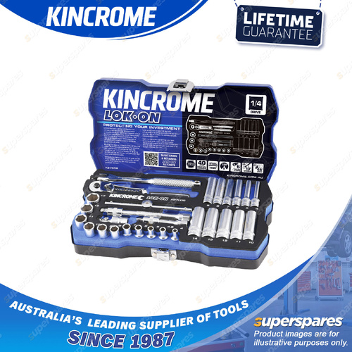 28 Pcs of Kincrome 1/4" Drive LOK-ON Socket Set - Metric Mirror Polish Finish