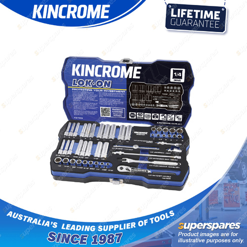 45 Pcs of Kincrome 1/4" Drive LOK-ON Socket Set - Metric & Imperial