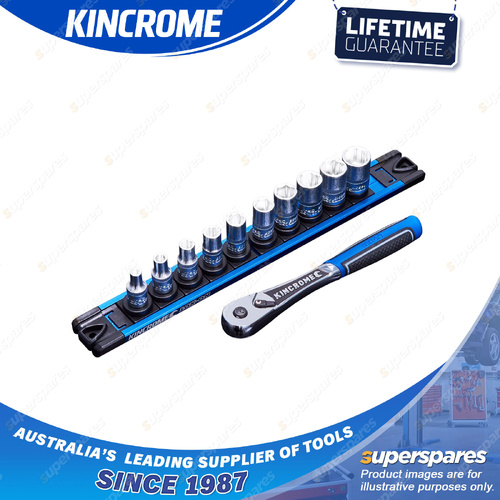 11 Pcs of Kincrome 1/4" Drive LOK-ON Socket Set - Metric Chrome Vanadium Steel