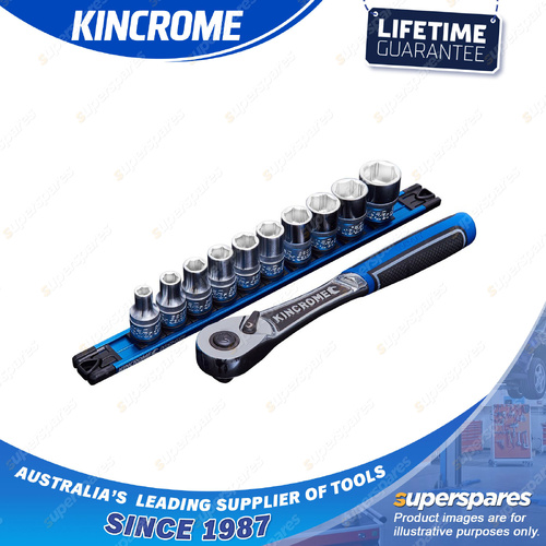 11 Pcs of Kincrome 1/2" Drive LOK-ON Socket Set - Metric Chrome Vanadium Steel