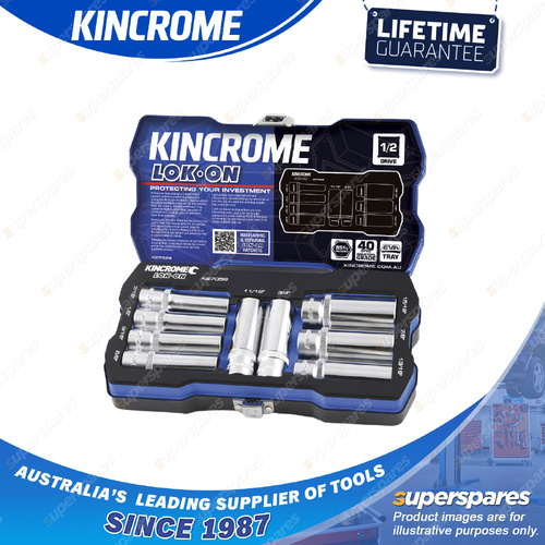 9 Pcs of Kincrome 1/2" Drive LOK-ON Socket Set - Imperial Deep Sockets