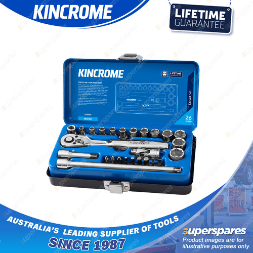 26 Pcs of Kincrome 1/4" Drive Socket Set - Metric Chrome Vanadium Steel