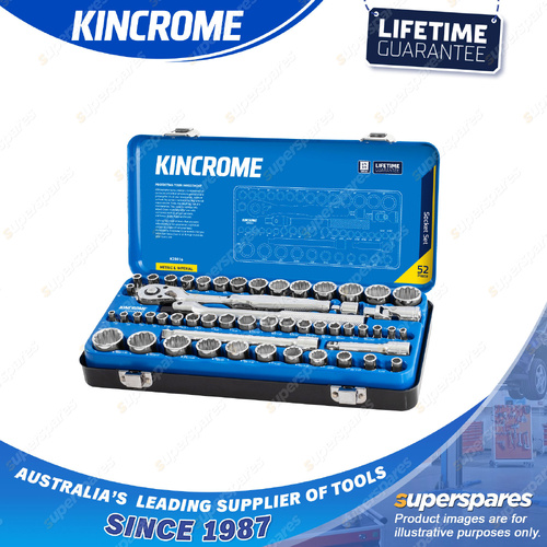 52 Pcs of Kincrome 1/4 & 3/8" Drive Socket Set - Metric & Imperial Mirror Polish