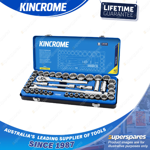 42 Pcs of Kincrome 1/2" Drive Socket Set - Metric & Imperial Mirror Polish