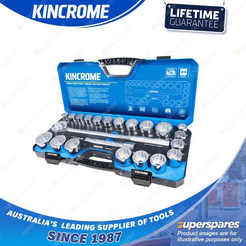 22 Pcs of Kincrome 3/4" Drive Socket Set - Metric & Imperial Mirror Polish