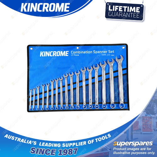 17 Pcs of Kincrome Combination Spanner Wrench Set - Metric Mirror Polish Finish