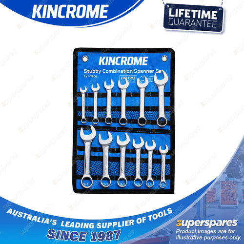 12 Pcs of Kincrome Stubby Combination Spanner Wrenches Set - Metric & Imperial