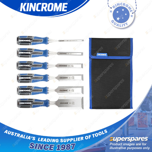 6 Pcs of Kincrome Wood Chisel Set with Wallet - 6mm 13mm 19mm 25mm 32mm 50mm