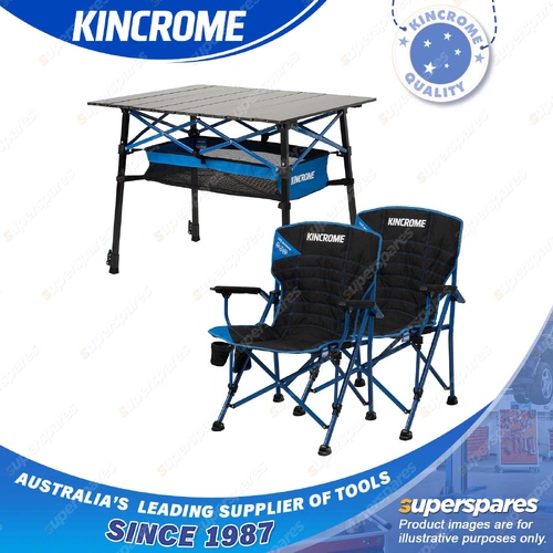Kincrome Camp Chair & Table Combo - Include Two Chairs Steel Frames All Round