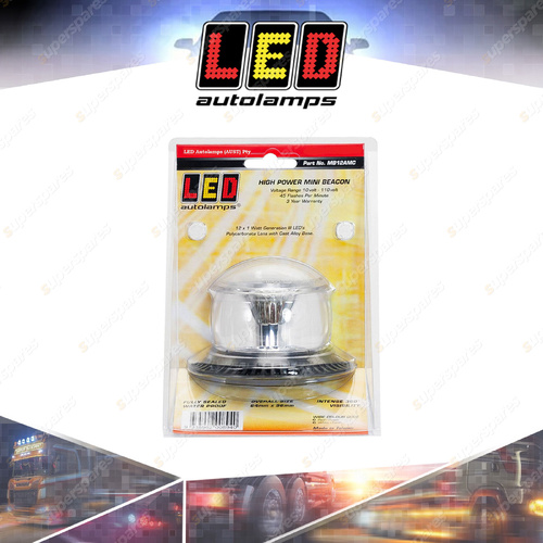 LED Autolamps Mini SAE Amber Warning Beacon Light Clear Lens 96mm Round Lamp