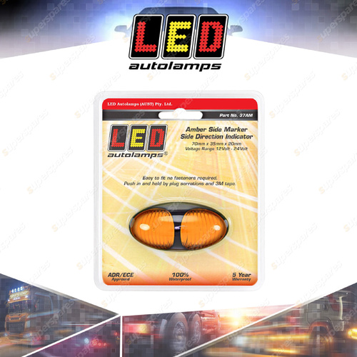 LED Autolamps Amber Side Marker 2 LED Light Amber Lens Black Bezel Blister