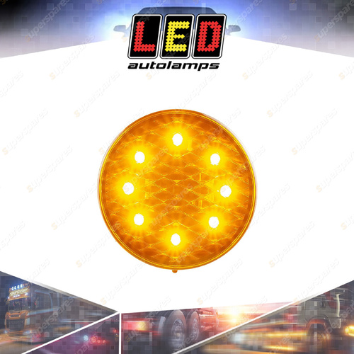 LED Autolamps Amber Round Indicator Light Clear Lens 12 Volt 8 LED Lamp Bulk