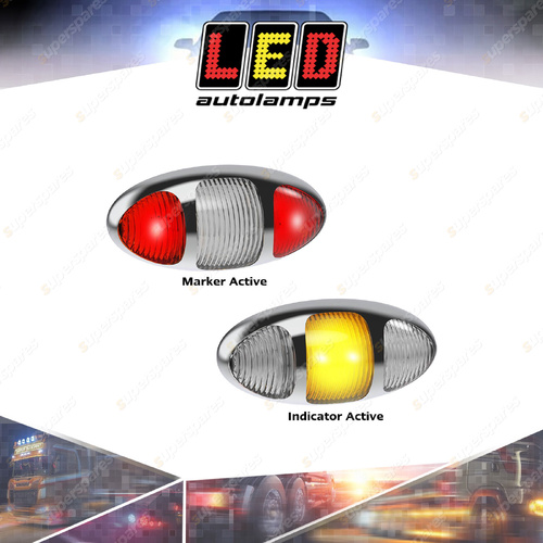 LED Autolamps Rear Marker/Supplementary Indicator Chrome Housing Harness&Plug
