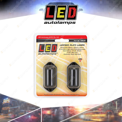 LED Autolamps Licence Light Black Housing 3 LED Lamp 12-24 Volt Twin Blister