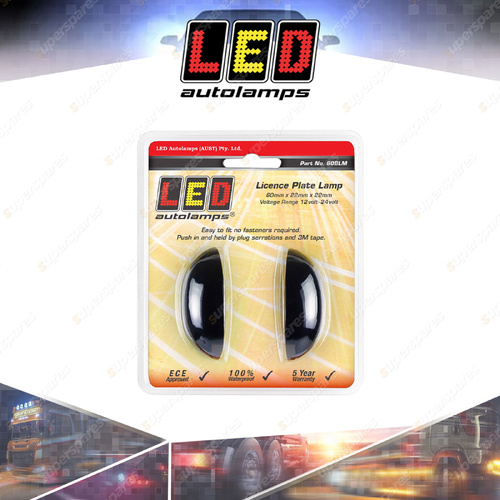 LED Autolamps Licence Number Plate Light Black Base 4 SMD LED Lamp Twin Blister