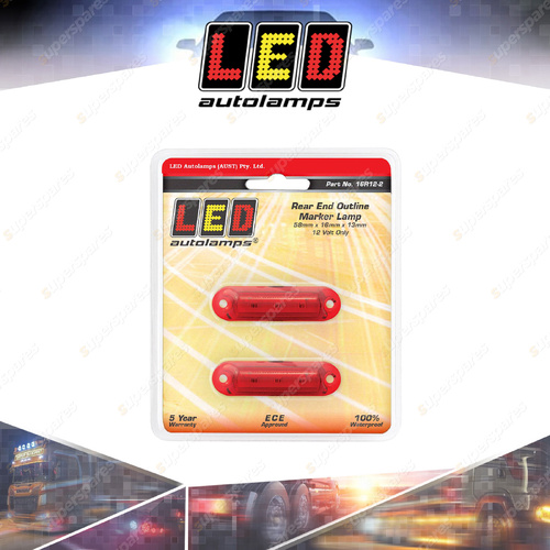 LED Autolamps Red Rear End Outline Marker Light 12V 3 LED Lamp Twin Blister