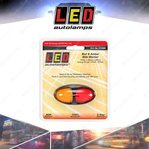 LED Autolamps Amber/Red Side Marker Light Black Bezel 2 LED Lamp Single Blister