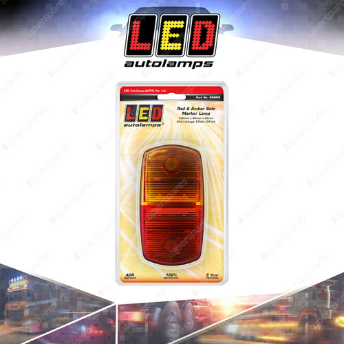 LED Autolamps Amber/Red Side Marker Light 12-24V 4 LED Lamp Single Blister