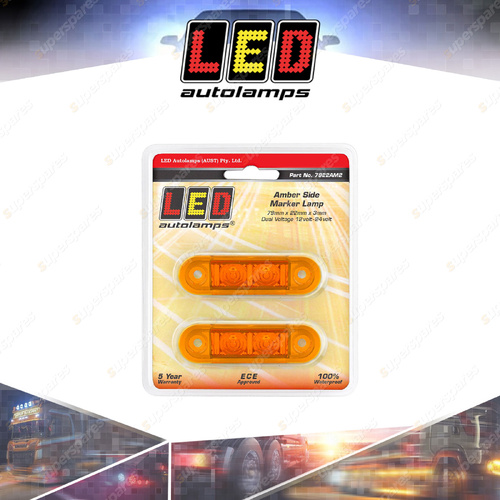 LED Autolamps Amber Side Marker Light 2 LED 12-24V 2 LED Lamp Twin Blister