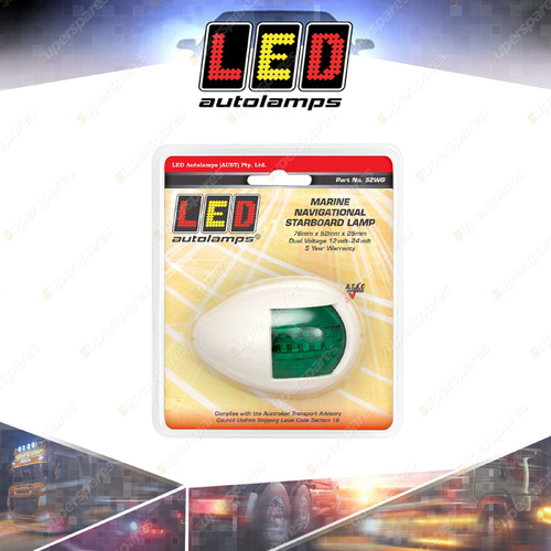 LED Autolamps Green Starboard Navigation Light White Base Single Blister