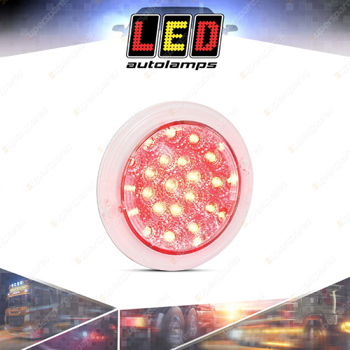 LED Autolamps Red Round Stop Tail Light Clear Lens 21 LED Lamp 12 Volt Bulk