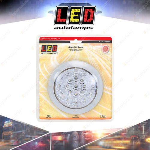 LED Autolamps Red Round Stop Tail Light Clear Lens 21 LED Lamp 12-24V Blister