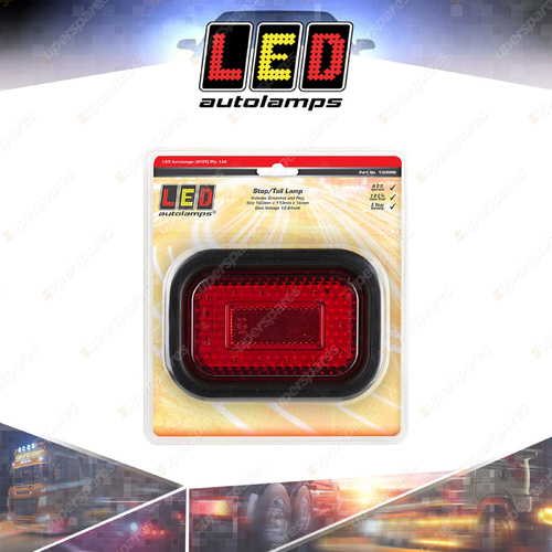 LED Autolamps Red Stop Tail Light with Grommet 14 LED Lamp 12-24V Blister
