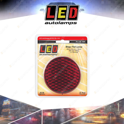 LED Autolamps Red Stop Tail Light Coloured Lens 12 Volt 8 LED Lamp Blister