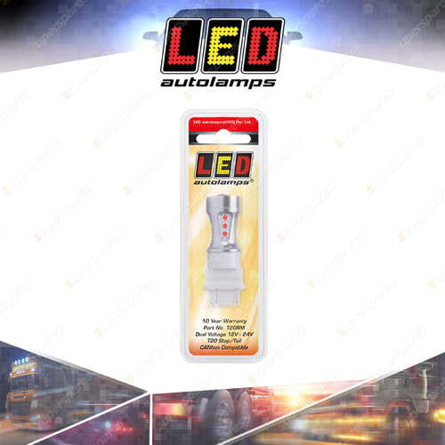 LED Autolamps Red Stop Tail Wedge Bulb 12-24V 125 380 Effective Lumens Blister