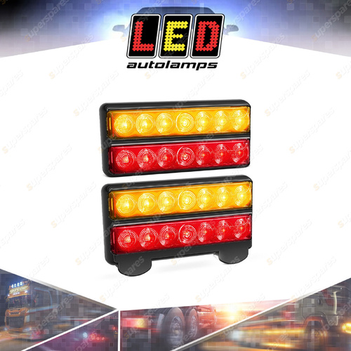 LED Autolamps Stop Tail Indicator Light 18 Square LED Lamp LHS&RHS Twin Blister