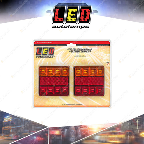 LED Autolamps Stop Tail Indicator Reflector Light 8 LED Lamp 12V Twin Blister