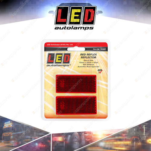 LED Autolamps Red Reflex Reflector 70x30x6mm Truck Caravan Trailer Twin Blister