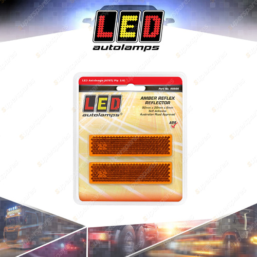 LED Autolamps Amber Reflex Reflector with 3M Tape Truck Caravan Twin Blister