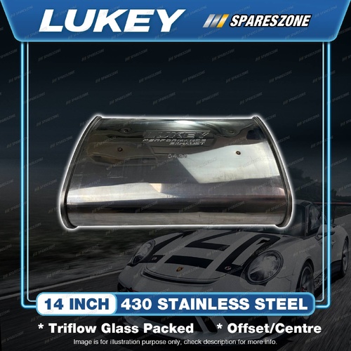 Lukey Turb O/C Triple Flow Muffler - 2.25" Tube Size 14" Length 430 Stainless
