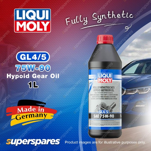 Liqui Moly Fully Synthetic Hypoid Gear Oil GL4/5 SAE 75W-90 1L Reduces Noise