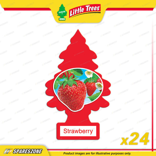24 x Little Trees Strawberry Air Freshener - Car Truck Taxi Uber Home Office