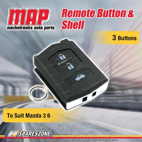 MAP 3 Button Remote Button and Shell Replacement for Mazda 3 6 Various Models