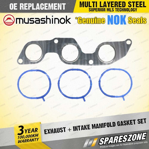 Exhaust + Intake Manifold Gasket for Mitsubishi Mirage LA LB 1.2L I3 12V 13-On