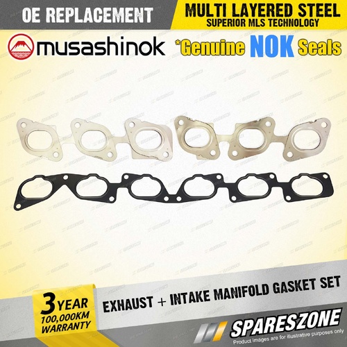 Exhaust + Intake Manifold Gasket Set for Nissan Patrol GU Y61 4.8L I6 24V 01-12