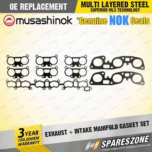 Exhaust + Intake Manifold Gasket for Nissan Skyline R32 R34 2.6L I6 24V 89-02