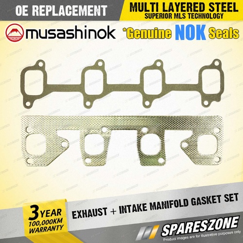 Exhaust + Intake Manifold Gasket for Toyota Landcruiser BJ75 Dyna BU 3.0L 3.7L