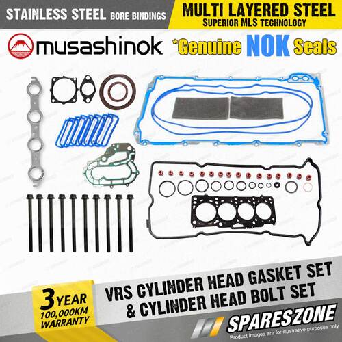 VRS Cylinder Alloy Valve Head Gasket Set + Head Bolts for Holden Barina Combo SB