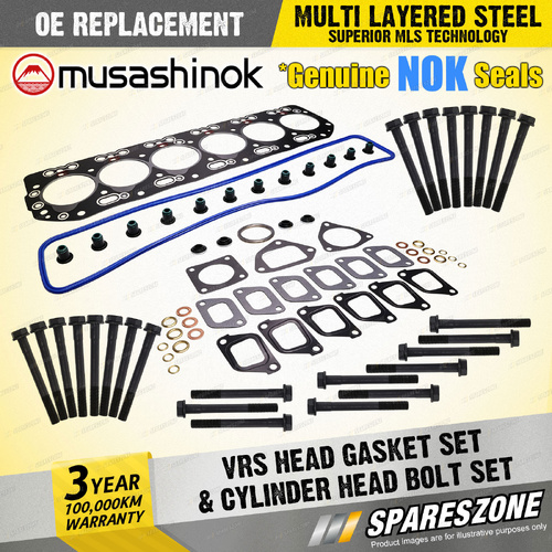 VRS Head Gasket Set + Head Bolts for Toyota Landcruiser HJ 47 50 60 75 Dyna 4.0L