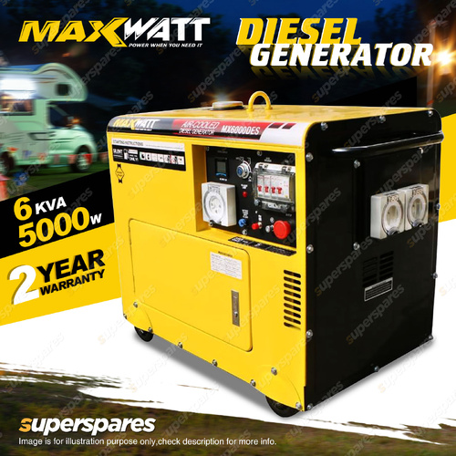 Maxwatt 6kVA 5000W Air Cooled Diesel Generator Electric Start Portable