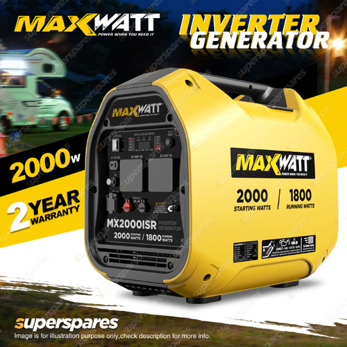 Maxwatt 2000W Inverter Generator Pure Sine Wave Portable Recoil Start